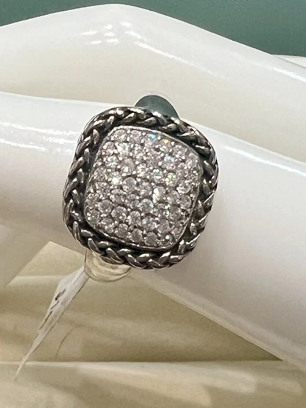 Macy's | Pavé Cubic Zirconia & .925 Sterling Silver Statement Ring – US 7 - NWT